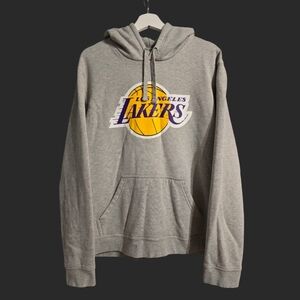 Fanatics LA Lakers Hoodie Men's Large Gray Heavy Spellout Basketball Activewear